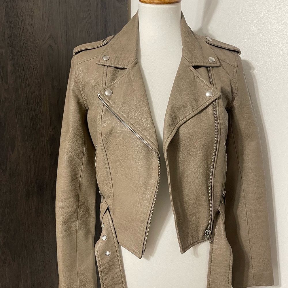 Pistols Faux leather jacket dark khaki color size XS